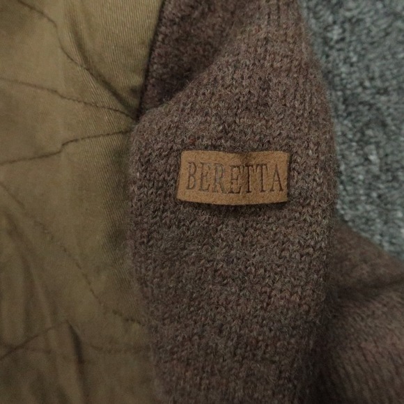 Beretta Sweater Mens XL Brown Half Zip Wool Lined Wind Barrier Shooting Hunting - Picture 4 of 9